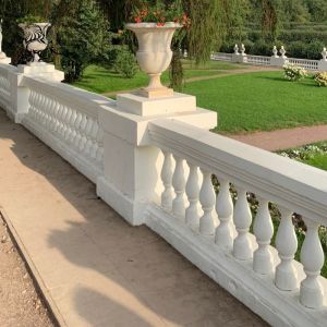 White Stone Handrail Balustrade Marble Small Pillar Balcony Railing Design