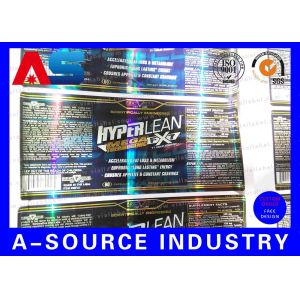 Custom Hologram Printing Pill Bottle Label Metalic Blue Removable Pharmaceutical