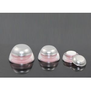 Quality Silver Edge Cream Plastic Empty Cosmetic Jars 15 Ml 37 Mm High for sale