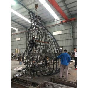 Creative Cute Metal Rabbit Sculpture White Stainless Steel Baking Varnish