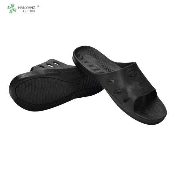 Black Color Food Industry Footwear SPU Cleanroom Slipper Anti Static