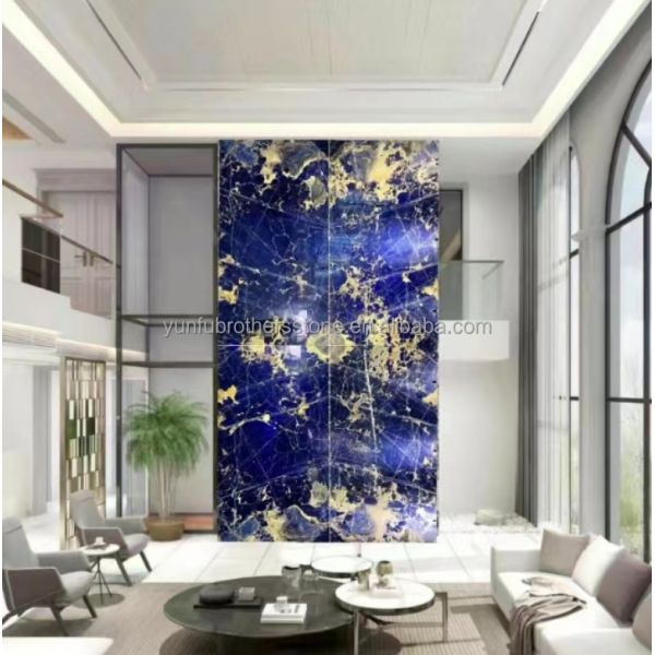 Modern Blue Stone Polished Cloisonne Marble Tile for Dining Room and Living Space