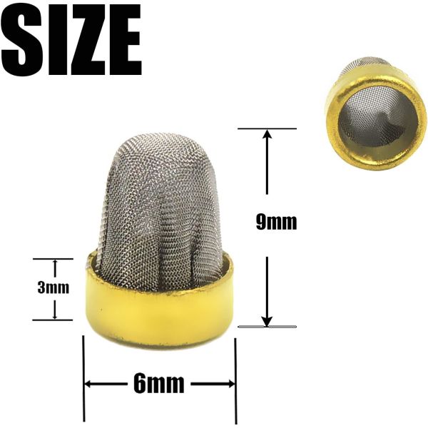 Stainless Steel Fuel Injector Filter Basket, 6mm X 3mm X 9mm, Compatible With Fuel Injector Universal Repair Set