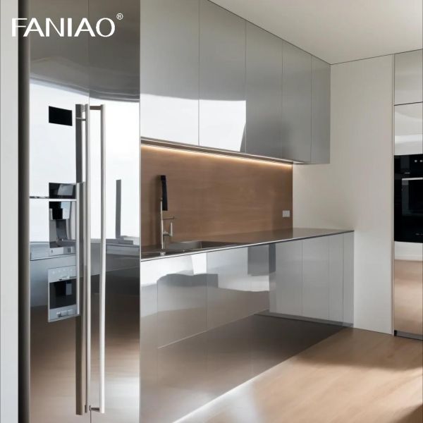 Factory Price Modern Style Design Aluminum Kichen Luxury Island Complete Stainless Steel Kitchen Cabinet