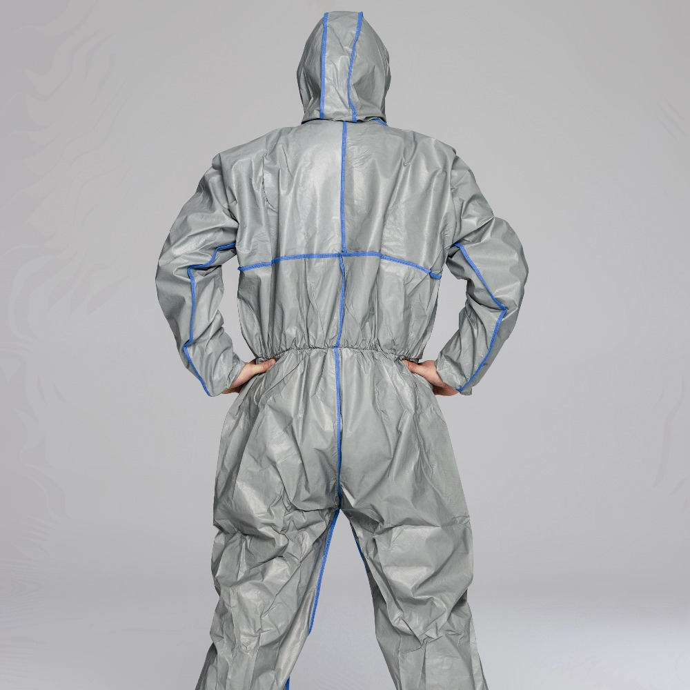 Sf Microporous Film Sms White Protective Coverall Bound Seams Taped Disposable
