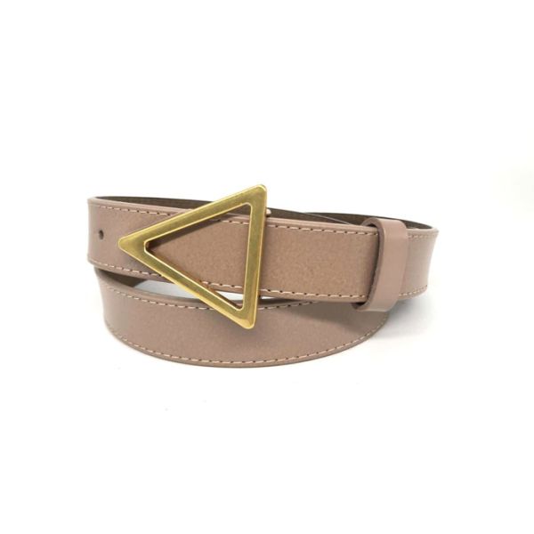 Buy Simple Gold Slide Triangle Buckle 2.8cm Real Leather Belt at wholesale prices