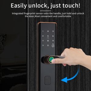 Euro Intelligent Door Lock Tuya Biometric Fingerprint Lock Black