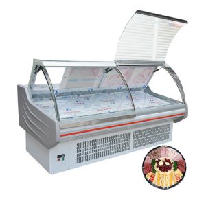 60hz R22 Refrigerant 2.5m Fresh Meat Display Chiller For Restaurant