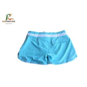 Sublimated Light Blue Short Swim Trunks For Women Water Repellent Custom Made