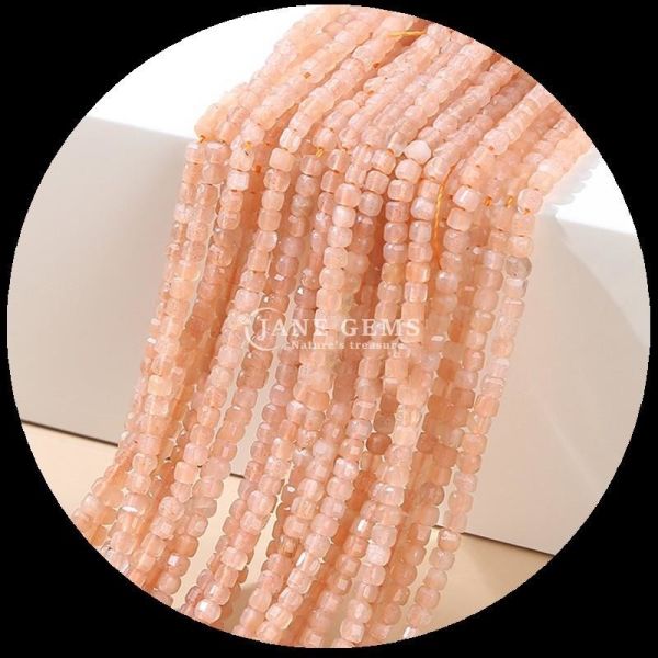 Natural Stone Polished Bead Gemstone Square Cube Shape Fluorite Labradorite Mini Loose Bead Strands for Bracelets / Necklaces