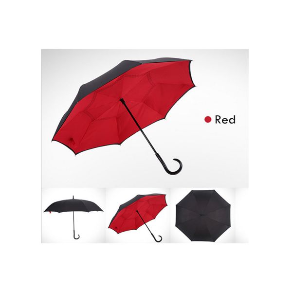 Flower Design Folding Upside Down Umbrella For Car Reverse Plastic J Handle