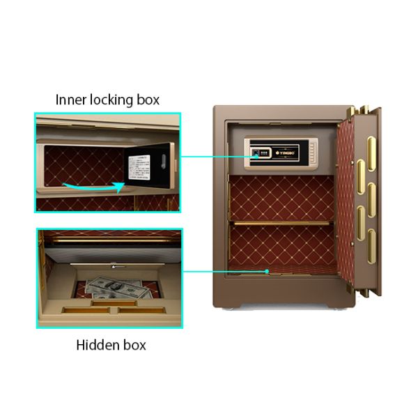 Dual Intelligent Alarm Commercial Safe Box Solid Steel With 3D Stereo Soft-Roll Leather