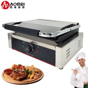 Full Grooved Electric Contact Grill Machine for Commercial Upper Grill Size 340