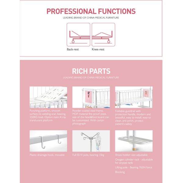 2 Cranks 2 Function Newborn Medical Crib Adjustable Nursing Child Hospital Bed Stainless Steel Manual Babies Pediatric Bed