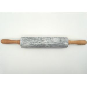 Deluxe Marble Pastry Rolling Pin Polished With Wood Handles / Cradle