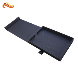 Matte Black Black Gift Packaging Boxes , Handmade Magnetic Box Embossing