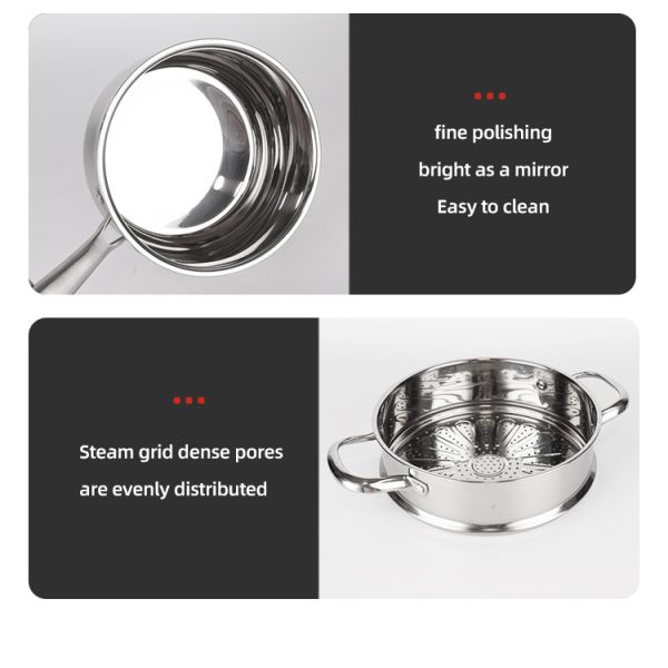 Hot Selling Cookware Set Kitchen Cookware 304 Stainless Steel Double Layer Soup Steamer Pot Ollas Cooking Pot Set