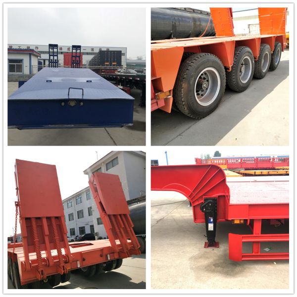 Tri - Axle Heavy Duty Lowboy Semi Truck Trailer With 13 Tons Fuwa / BPW Axle