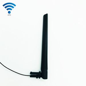 Quality Vertical Polarization Rubber Dual Band 2.4 Ghz 5Ghz Antenna with 100mm 1.13 Cable for sale