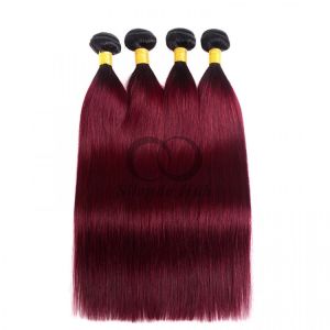 #T1B/Burgundy Straight Remy Human Hair Bundles Sew In Weave Bundles Brazilian