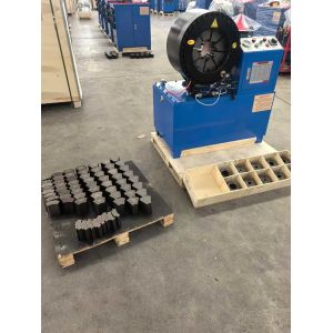 China Hydraulic Electric 4 Inch 4-102 Mm Blue Color Basic Model Shorter Model 4 Layers Hose Big Size Industrial Braided Hose Crimping Machine 4 Kw Compact Structure on sale