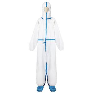 White Latex Free Waterproof Disposable Microporous Coveralls With Hood