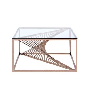 Quality Metal Geometric Frame Coffee Table Console Table with Stainless Steel Base Tempered Glass Top for sale