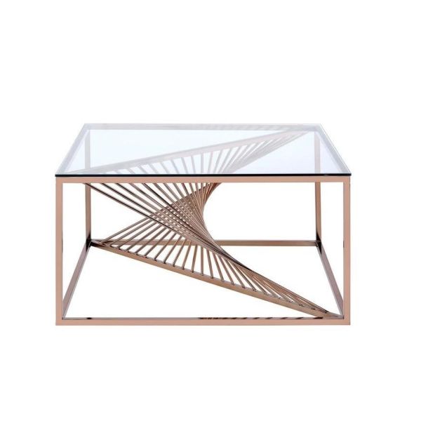 Metal Geometric Frame Coffee Table Console Table with Stainless Steel Base