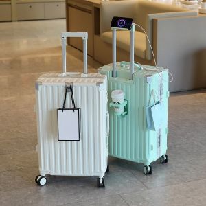 28" Rechargeable Aluminum Frame Spinner Suitcase