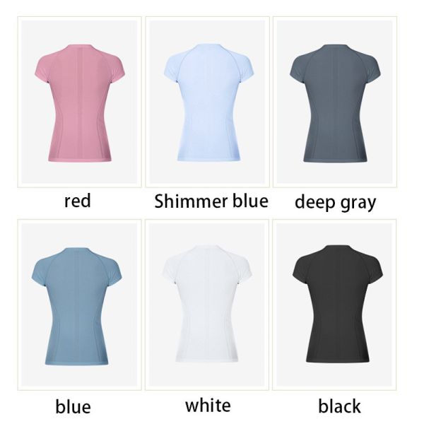 6 Colors Women's Short Sleeve Gym Tops Nylon Quick Drying Athletic Shirts