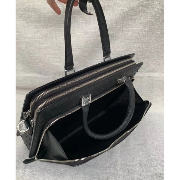 Authentic Real Ostrich Skin Men's Large Briefcase Laptop Purse Bag Genuine Exotic Leather Male Working Portfolio Handbag