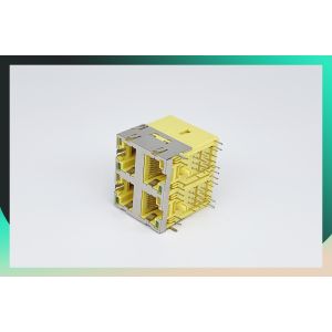 PBT PA66 PA46 Material Multi Port RJ45 Connector 2X2 Port With Transformer 180