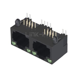 LPJE201NWNL RJ45 1X2 Modular Jack without Integrated Magnetics Tab UP Green