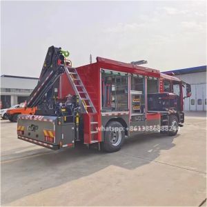 SITRAK 4X2 Double Row Rescue Fire Truck With Crane Lighting Breaking Life Rescue