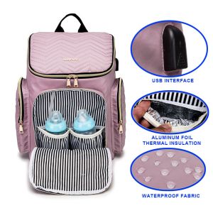 Quality Embroidered Diaper Bag Backpack With USB for sale