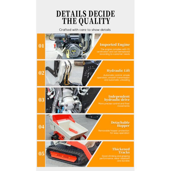 Chinese Manufacture Self Loading Mini Dumper 800kg Tracked Dumpers Small Track Transporter