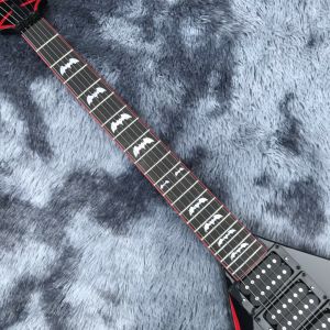 Custom black Bat 6-strings tremolo bridge electric guitar mahogany body black