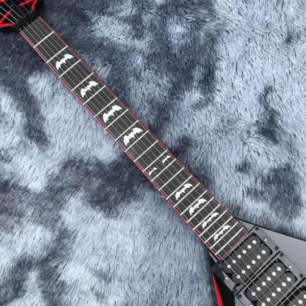 Custom black Bat 6-strings tremolo bridge electric guitar mahogany body black hardware