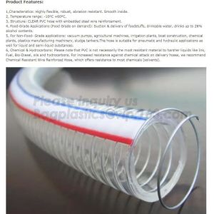 manufacture transparent pvc steel wire spiral reinforced water hose,coveying