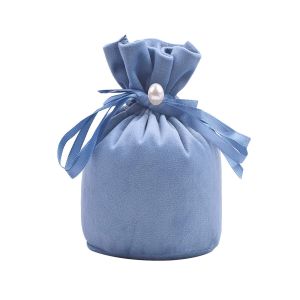 China Round Bottom Small Velvet Fabric Drawstring Gift Bags 10x15cm on sale