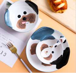 Cute Dog Design Ceramic Oven Bowl With 9 Inch 10 Inch 12 Inch Size