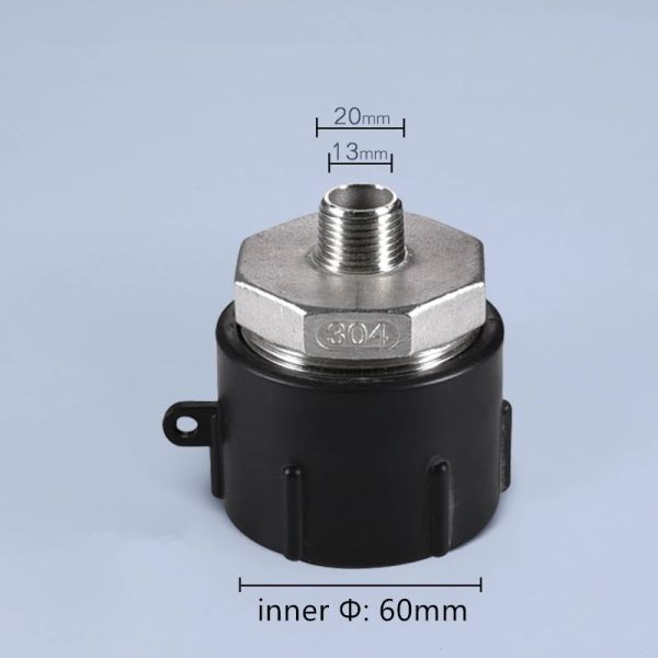 Round PP Durable IBC Tank Adapter S60*6 Coarse Thread To 20MM Fine Thread Thicken Water Tank Fittings