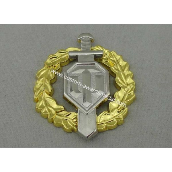 Die Casting Custom Made Badges Gold Nickel Plating 2 Piece Combined