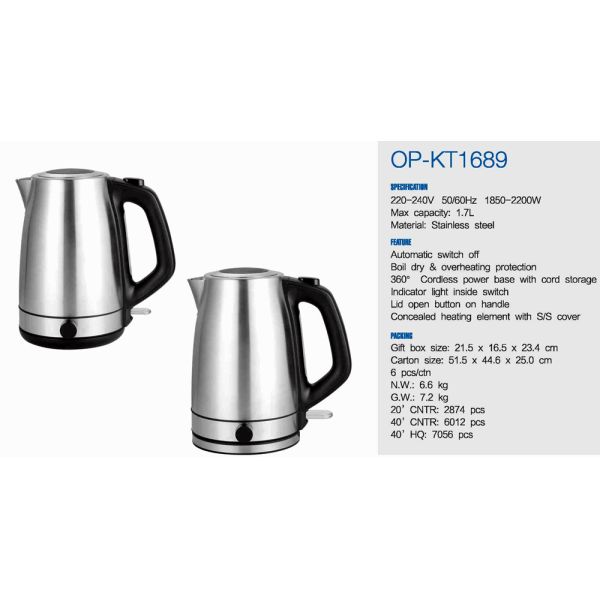 Electric Kettle with Automatic Shut-Off and Boil-Dry Protection