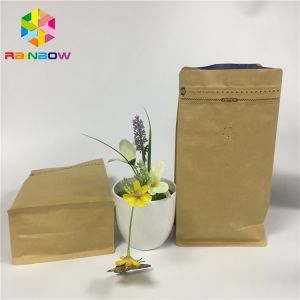 China Flat Bottom Snack Bag Packaging Custom Print Kraft Paper Aluminum Foil Zipper Top on sale