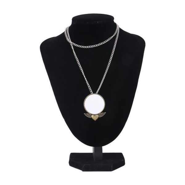 Custom Gift Party Wedding Vintage Brooch Necklace Pendant Sublimation Angel Wings Necklace