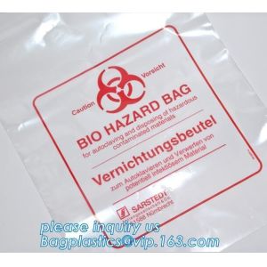 60 micron clear LDPE plastic cotton draw string garbage biohazard bag, Custom
