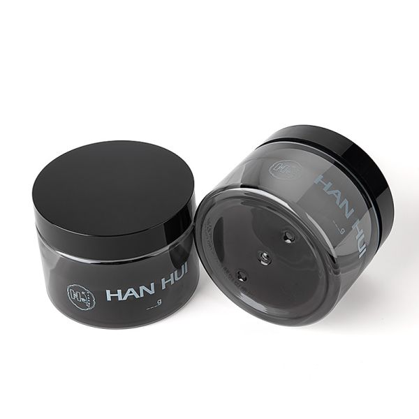 Buy 150ML Transparent Gray Wide Mouth PET Jars Cosmetic Jars With Screw Cap at wholesale prices