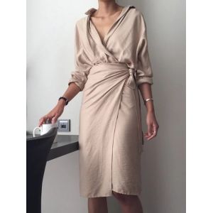 2018 Ladies Fall Linen Dress Loose Women Long Sleeve Autumn