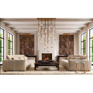 E12 / Candelabra Brass Ceiling Chandelier 36'' Raindrop Round Chandelier